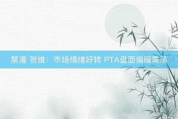 禁漫 贺维：市场情绪好转 PTA盘面偏暖震荡