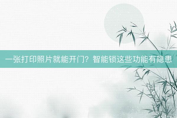 一张打印照片就能开门？智能锁这些功能有隐患