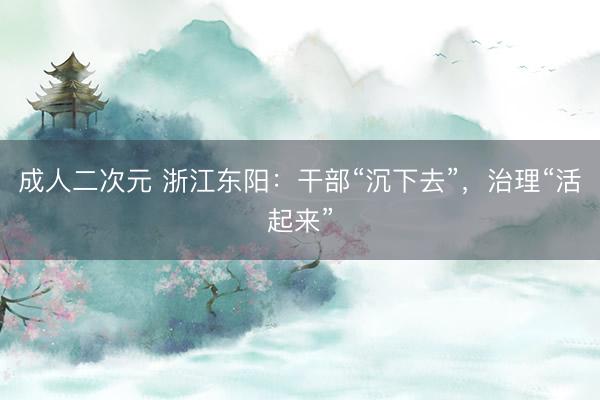 成人二次元 浙江东阳：干部“沉下去”，治理“活起来”