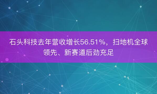 石头科技去年营收增长56.51%，扫地机全球领先、新赛道后劲充足