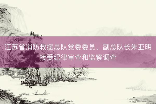 江苏省消防救援总队党委委员、副总队长朱亚明接受纪律审查和监察调查