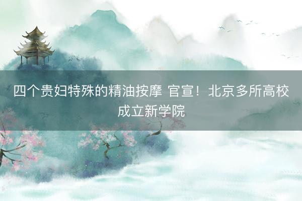 四个贵妇特殊的精油按摩 官宣！北京多所高校成立新学院