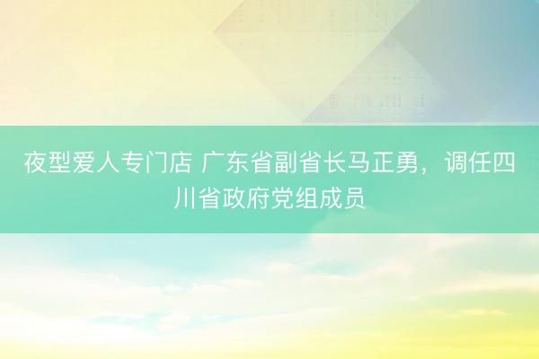 夜型爱人专门店 广东省副省长马正勇，调任四川省政府党组成员