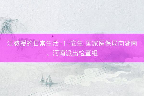 江教授的日常生活-1-安生 国家医保局向湖南、河南派出检查组