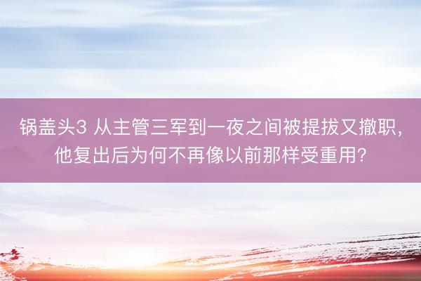 锅盖头3 从主管三军到一夜之间被提拔又撤职，他复出后为何不再像以前那样受重用？