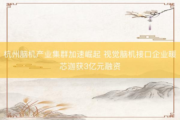 杭州脑机产业集群加速崛起 视觉脑机接口企业暖芯迦获3亿元融资