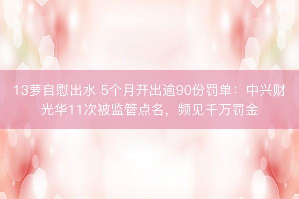13萝自慰出水 5个月开出逾90份罚单：中兴财光华11次被监管点名，频见千万罚金