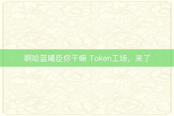 啊哈蓝曦臣你干嘛 Token工场，来了