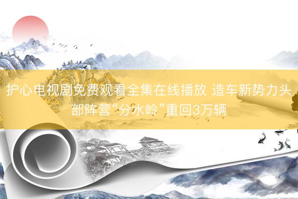 护心电视剧免费观看全集在线播放 造车新势力头部阵营“分水岭”重回3万辆