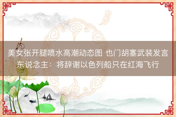 美女张开腿喷水高潮动态图 也门胡塞武装发言东说念主：将辞谢以色列船只在红海飞行