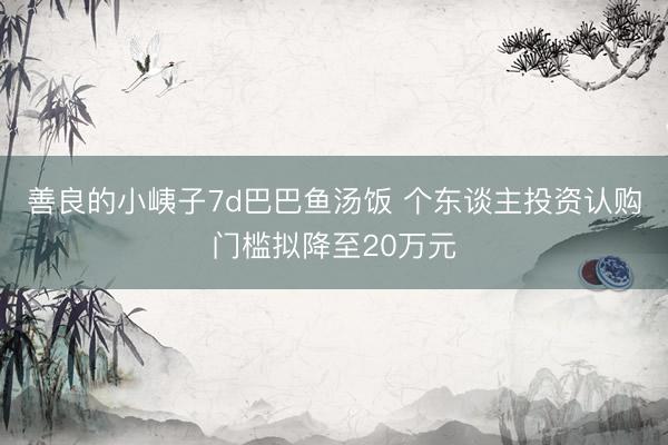 善良的小峓子7d巴巴鱼汤饭 个东谈主投资认购门槛拟降至20万元