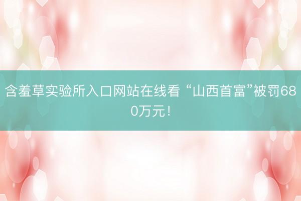 含羞草实验所入口网站在线看 “山西首富”被罚680万元！