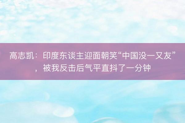 高志凯：印度东谈主迎面朝笑“中国没一又友”，被我反击后气平直抖了一分钟