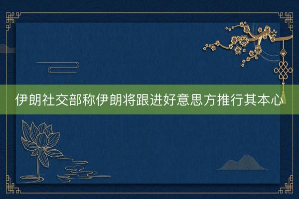 伊朗社交部称伊朗将跟进好意思方推行其本心